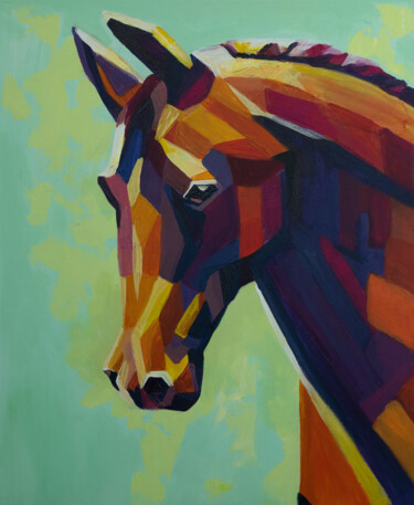 Painting titled "the horse colourful…" by Alina Odwyer, Original Artwork, Acrylic