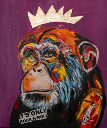 Pittura intitolato "King monkey pop art…" da Alina Odwyer, Opera d'arte originale, Olio