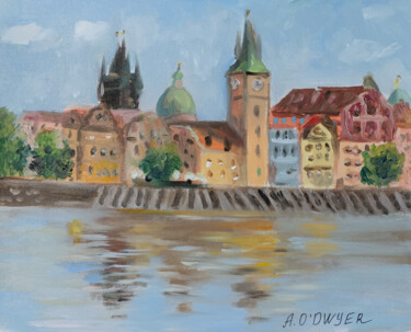 Peinture intitulée "Etude Prague city v…" par Alina Odwyer, Œuvre d'art originale, Huile