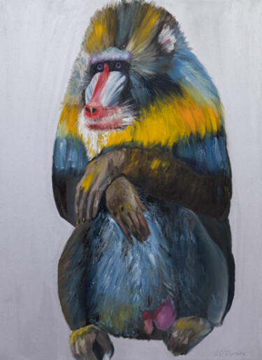 Painting titled "Mandrill monkey wil…" by Alina Odwyer, Original Artwork, Oil
