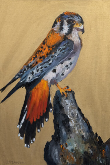 Painting titled "Falcon colourful an…" by Alina Odwyer, Original Artwork, Oil