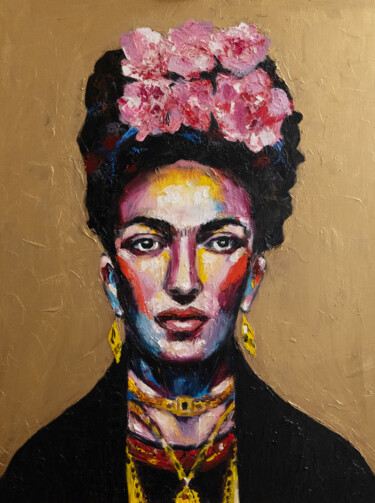 Pintura intitulada "Frida Kahlo pop art…" por Alina Odwyer, Obras de arte originais, Óleo