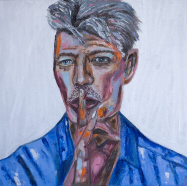 Pittura intitolato "David Bowie pop art…" da Alina Odwyer, Opera d'arte originale, Olio