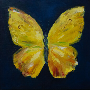 Pittura intitolato "Yellow butterfly an…" da Alina Odwyer, Opera d'arte originale, Olio