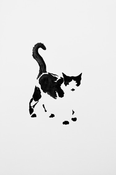 Dessin intitulée "CAT#3" par Alina Anokhina, Œuvre d'art originale, Encre