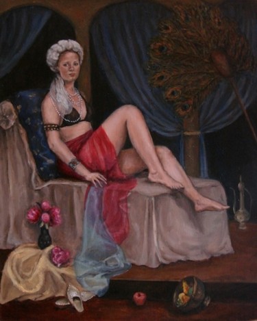 Painting titled "Odalisque" by Alina Timofeeva, Original Artwork, Oil
