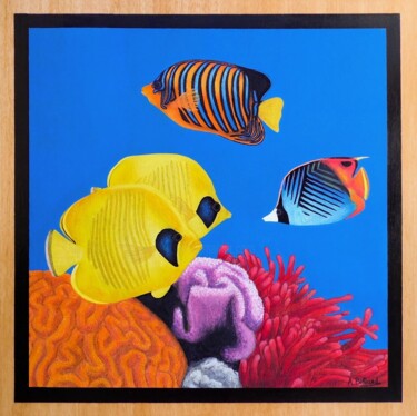 Painting titled "Poissons exotiques" by Aline Belliard, Original Artwork, Acrylic