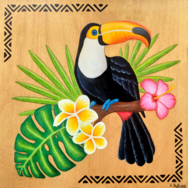 Painting titled "Toucan" by Aline Belliard, Original Artwork, Acrylic