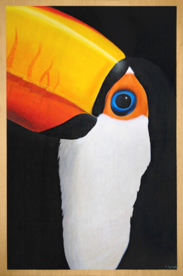 Painting titled "Toucan Touco" by Aline Belliard, Original Artwork, Pastel