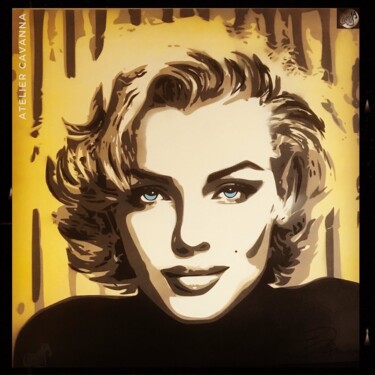 Painting titled "Marilyn" by Aline Cavanna, Original Artwork, Acrylic Mounted on Wood Stretcher frame