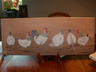 Peinture intitulée "les poulettes" par Aline Guichard Belleville, Œuvre d'art originale, Huile