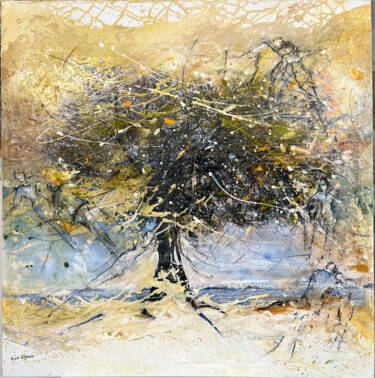 Картина под названием "871 l'arbre vert pi…" - Aline Jansen, Подлинное произведение искусства, Акрил