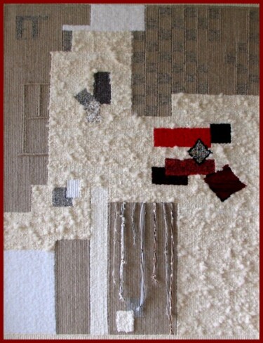 Textilkunst mit dem Titel "Cité Blanche" von Aline Jegonday (atelier enila tityad), Original-Kunstwerk, Tapisserie