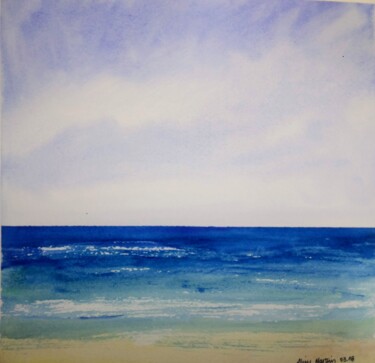 Painting titled "The Sea" by Aline Martins, Original Artwork, Watercolor