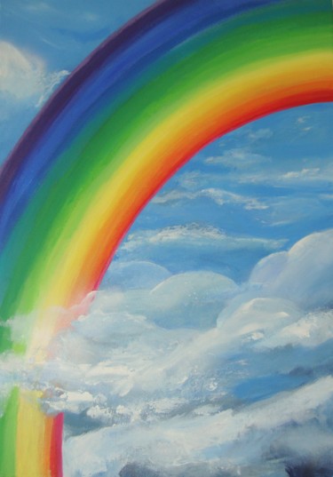 Peinture intitulée "She's a rainbow" par Aline Messager, Œuvre d'art originale, Huile
