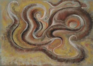 Drawing titled "OCTOPUS" by Aline Messiez-Petit, Original Artwork, Pastel Mounted on Glass