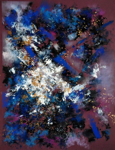 Painting titled "EXPLOSION COSMIQUE" by Aline Messiez-Petit, Original Artwork, Acrylic Mounted on Glass