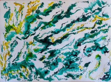 Painting titled "NATURE" by Aline Messiez-Petit, Original Artwork, Ink Mounted on Glass
