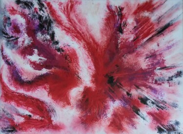 Painting titled "CORAIL POLYNESIEN" by Aline Messiez-Petit, Original Artwork, Chalk Mounted on Glass