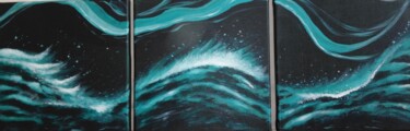 Painting titled "OCEAN BORÉAL" by Aline Messiez-Petit, Original Artwork, Acrylic Mounted on Wood Stretcher frame
