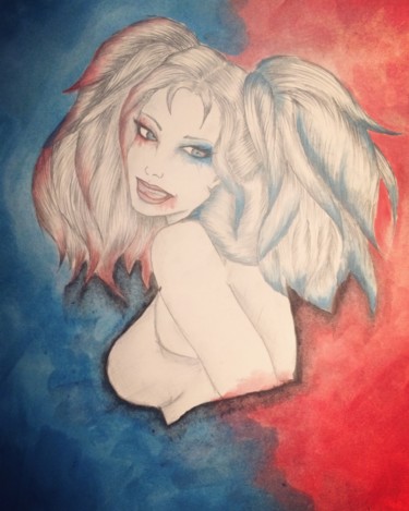 Pintura intitulada "Miss Harley" por Aline Parmentier, Obras de arte originais, Aquarela