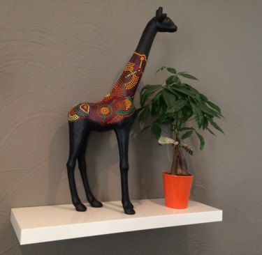 Peinture intitulée "La girafe noire" par Aline Parmentier, Œuvre d'art originale, Acrylique