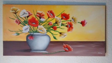 Painting titled "Vase coquelicots Al…" by Aline Pascal-Terras, Original Artwork, Acrylic