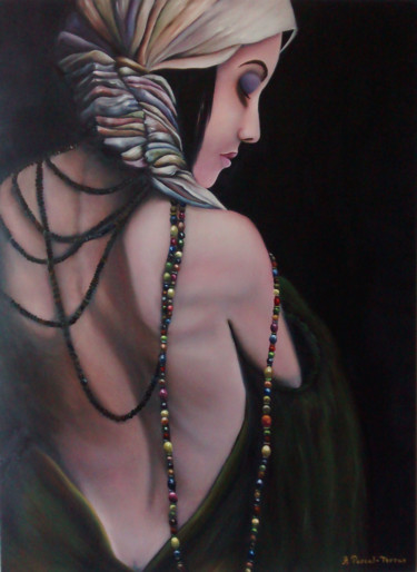 Painting titled "Femme au dos nu Ali…" by Aline Pascal-Terras, Original Artwork, Oil
