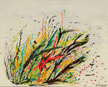 Peinture intitulée "Buisson floral" par Aline Pouget, Œuvre d'art originale, Huile Monté sur Châssis en bois