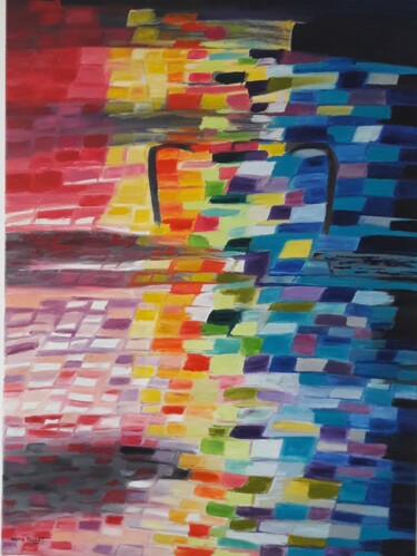 Картина под названием "Couleurs" - Aline Pouget, Подлинное произведение искусства, Масло Установлен на Деревянная рама для н…