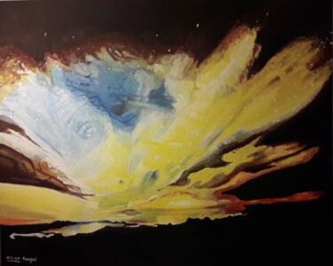 Pintura titulada "Lumières jaunes dan…" por Aline Pouget, Obra de arte original, Oleo Montado en Bastidor de camilla de made…