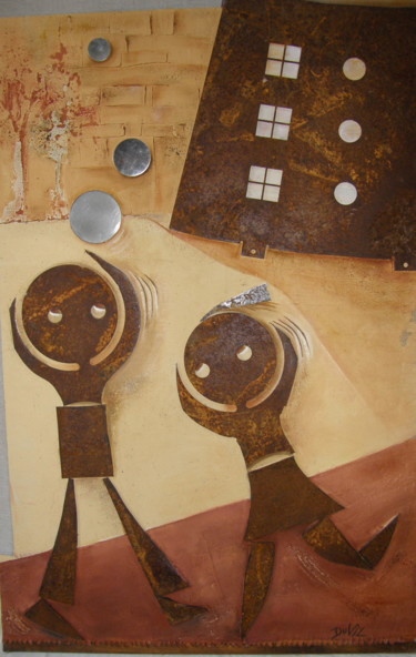 Peinture intitulée "la maternelle" par Aline Villain, Œuvre d'art originale