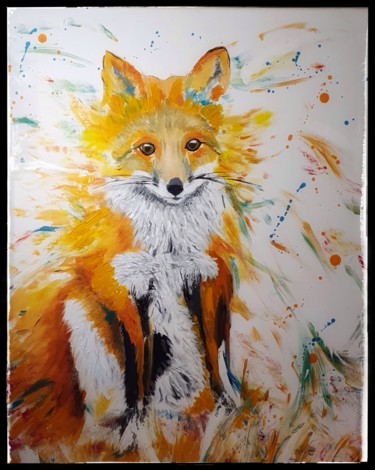 Painting titled "Foxy color" by Aline Galvez-Fernandez, Original Artwork, Oil
