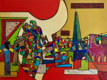 Malerei mit dem Titel "Paris" von Aline Chevalier, Original-Kunstwerk, Acryl