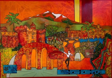 Pintura titulada "Perpignan" por Aline Chevalier, Obra de arte original, Collages