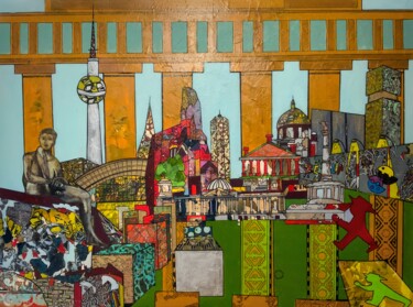 Картина под названием "The Wall, Berlin" - Aline Chevalier, Подлинное произведение искусства, Коллажи