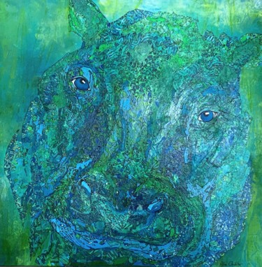 Картина под названием "Hippopotame" - Aline Chevalier, Подлинное произведение искусства, Акрил