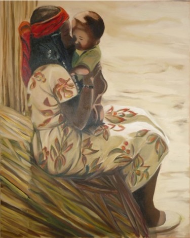 Peinture intitulée "La femme et l'enfant" par Aliona, Œuvre d'art originale
