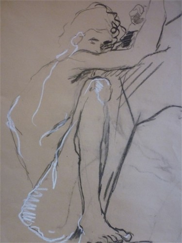 Drawing titled "Nu masculin" by Aliona, Original Artwork
