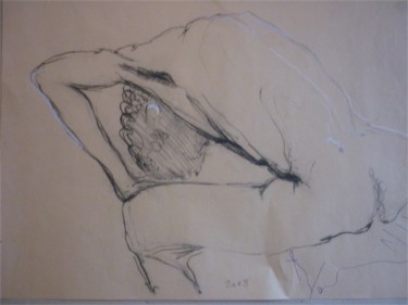 Drawing titled "Nu masculin" by Aliona, Original Artwork