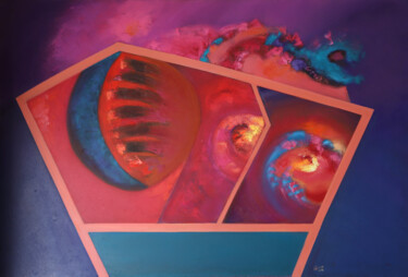 Painting titled "territorios descono…" by Aliosha Valle Uribe, Original Artwork, Oil Mounted on Wood Stretcher frame