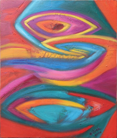 Картина под названием "cubismo" - Aliosha Valle Uribe, Подлинное произведение искусства, Масло Установлен на Деревянная рама…