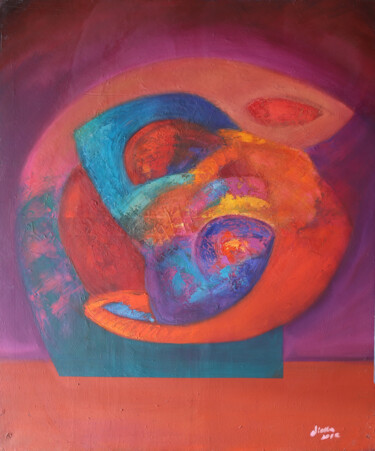 Painting titled "seres imaginarios" by Aliosha Valle Uribe, Original Artwork, Oil Mounted on Wood Stretcher frame