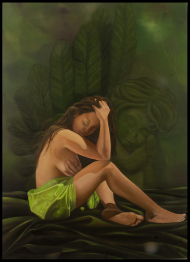 Pintura titulada "meditacion-angelica…" por Alirio Fonseca Alvarez, Obra de arte original, Oleo