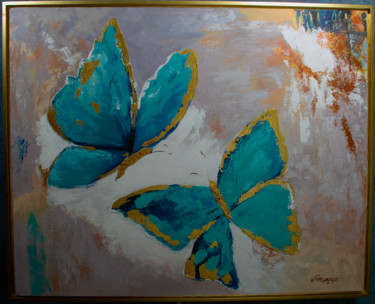 Painting titled "Mariposas" by Alirio Fonseca Alvarez, Original Artwork, Acrylic Mounted on Wood Stretcher frame