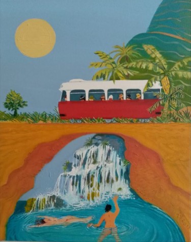 Painting titled "La cascada" by Aliru, Original Artwork, Oil