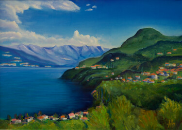 Malarstwo zatytułowany „Lake Como” autorstwa Alisa Burachuk, Oryginalna praca, Olej
