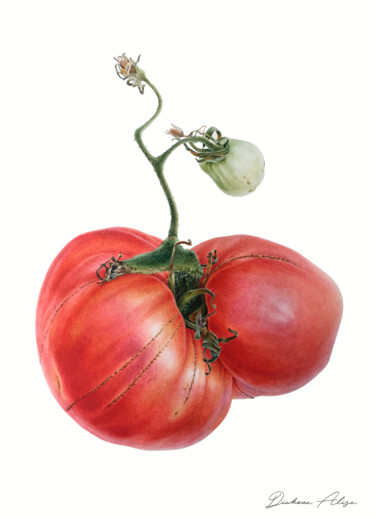 Painting titled "Garden tomato (2020…" by Alisa Diakova, Original Artwork, Watercolor