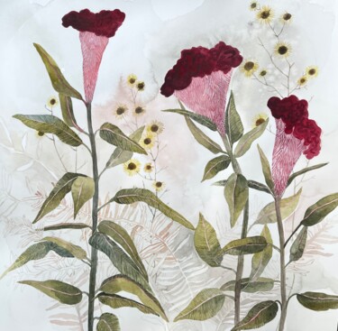 Malerei mit dem Titel "Flowers and herbs ,…" von Alisa Diakova, Original-Kunstwerk, Aquarell