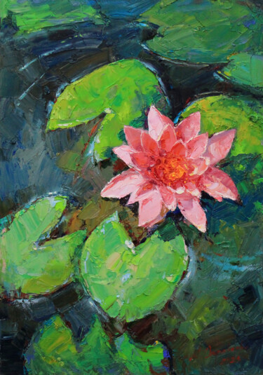 Картина под названием "Lilies pond" - Alisa Onipchenko-Cherniakovska, Подлинное произведение искусства, Масло Установлен на…
